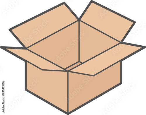 開いた空の段ボール箱のアイコン