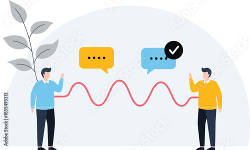 Interpersonal communication and mutual understanding concept with two people and speech bubblesInterpersonal communication and mutual understanding concept with two people and speech bubbles