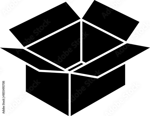 開いた空の段ボール箱のアイコン