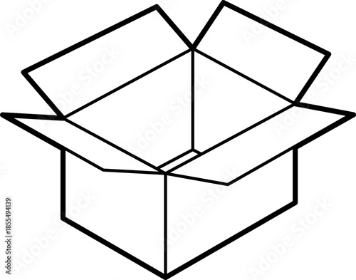開いた空の段ボール箱のアイコン