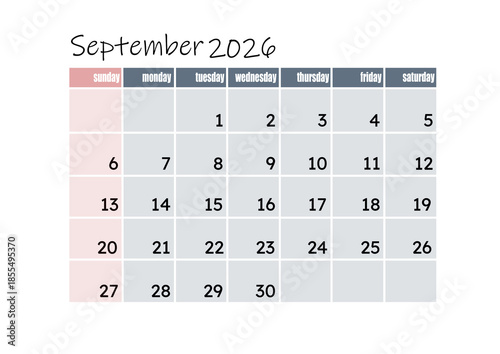 Calendar for September 2026...