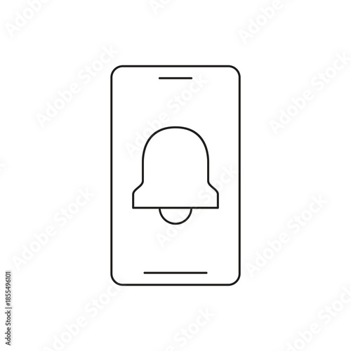 Smartphone notification bell for app alert sound line icon