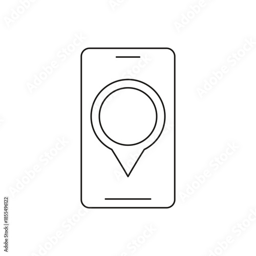 Smartphone location marker for gps navigation line icon