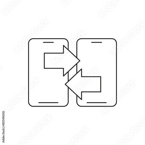 Smartphone data exchange and sharing file transfer line icon