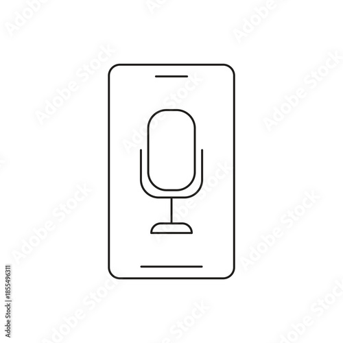 Smartphone voice microphone for audio recording line icon