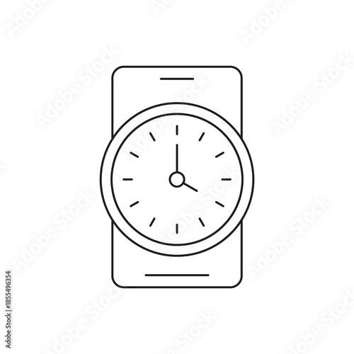 Smartphone analog clock for time and schedule line icon