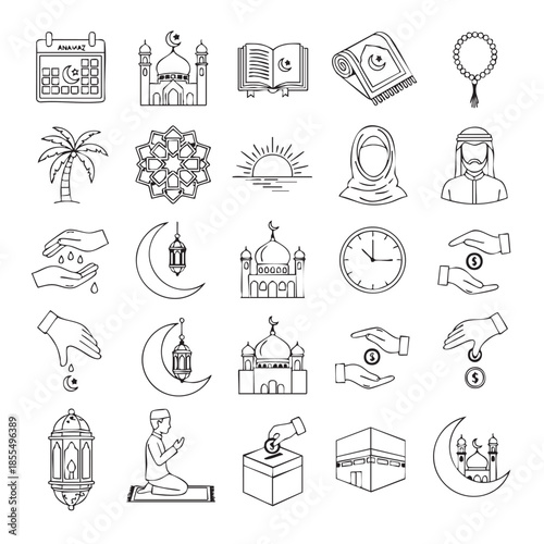 Islamic Symbols and Icons Set