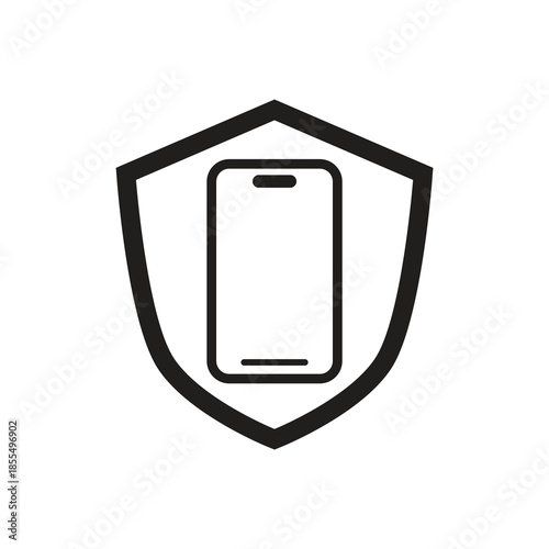 Smartphone hardware protection security shield solid glyph icon
