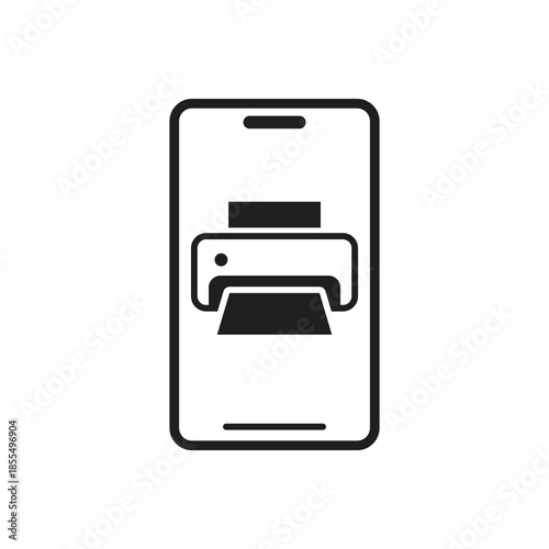 Smartphone wireless printing document service solid glyph icon