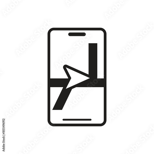 Smartphone map navigation direction route solid glyph icon