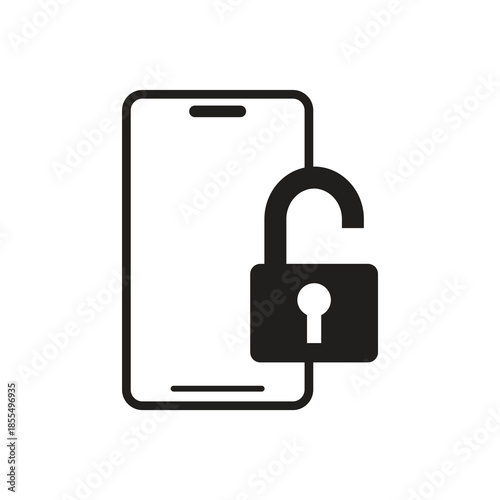 Smartphone unlocked access security privacy solid glyph icon