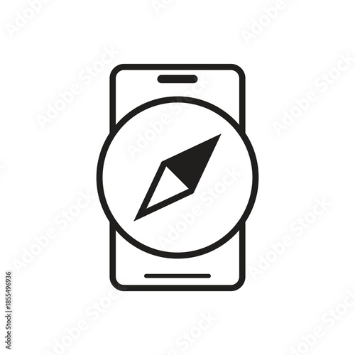 Smartphone compass navigation travel orientation solid glyph icon