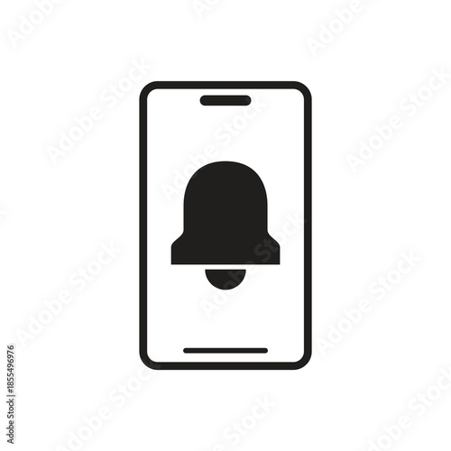 Smartphone notification bell alert reminder solid glyph icon