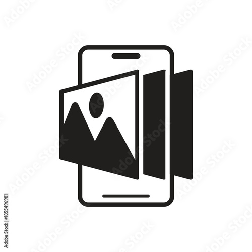 Smartphone image gallery photo album solid glyph icon