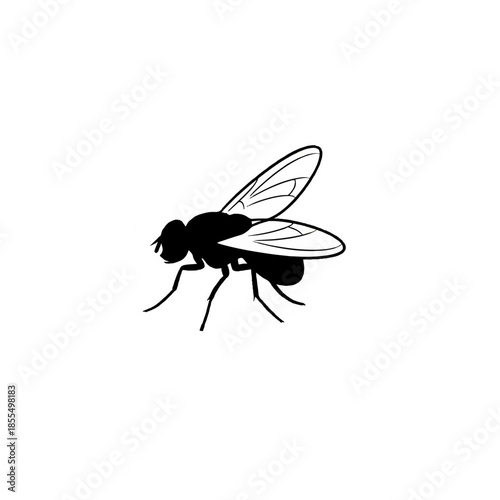 Detailed Silhouette of a Common House Fly Insect Vector Graphic