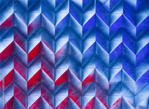 Folded spray painted colorful paper art, Japanese origami background texture, abstract geometric pattern artwork