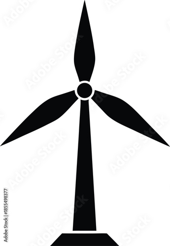 Black wind turbine silhouette vector graphic