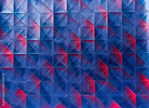 Folded spray painted colorful paper art, Japanese origami background texture, abstract geometric pattern artwork