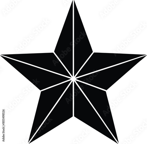 Black star silhouette vector with white lines
