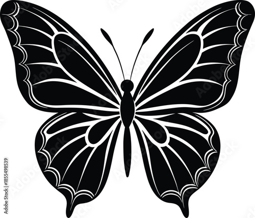 Minimalist black butterfly silhouette vector graphic 3