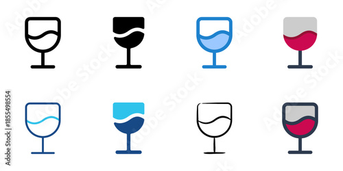 Glass icons set multiple style collection. Editable stroke 
