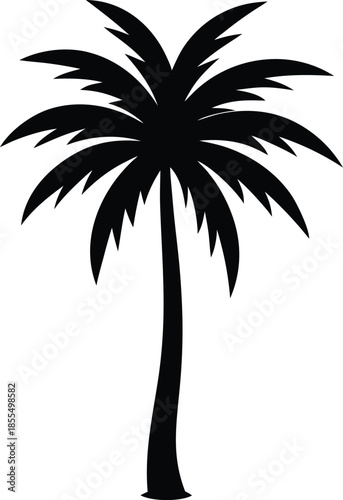 Minimalist Palm Tree Silhouette Vector Solid Black