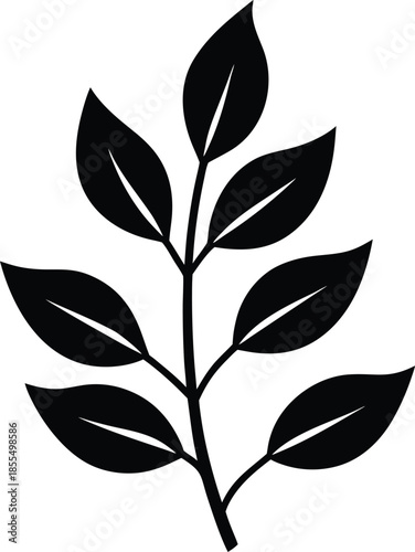 Black leaf branch silhouette vector graphic