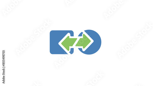 Two shapes with arrows indicating exchange or transfer.