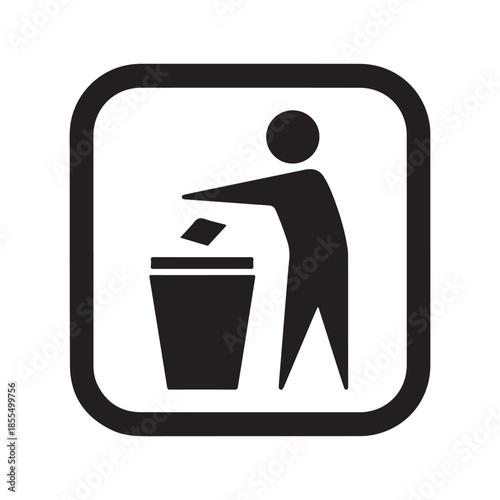 Person Throwing Waste into Trash Bin Icon
