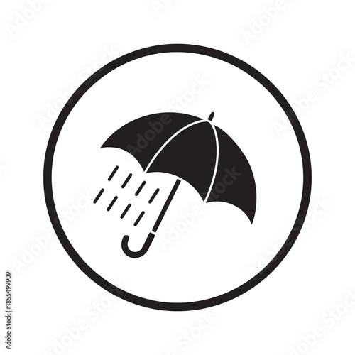 Rain Shower Icon with Umbrella Illustration on white Background
