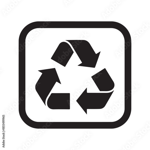 Recycling symbol icons on isolated white background for waste reduction