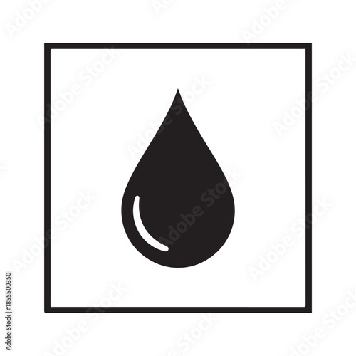 Water Drop Icon in Square Frame, Minimal Liquid Symbol Vector