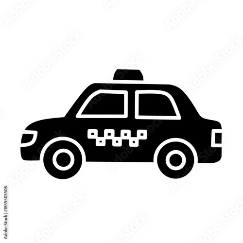 Black Solid Taxi Car Icon for Transportation and Navigation