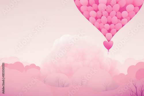 Abstract illustration, colorful background with heart elements. Glowing backdrop, love concept, space for text