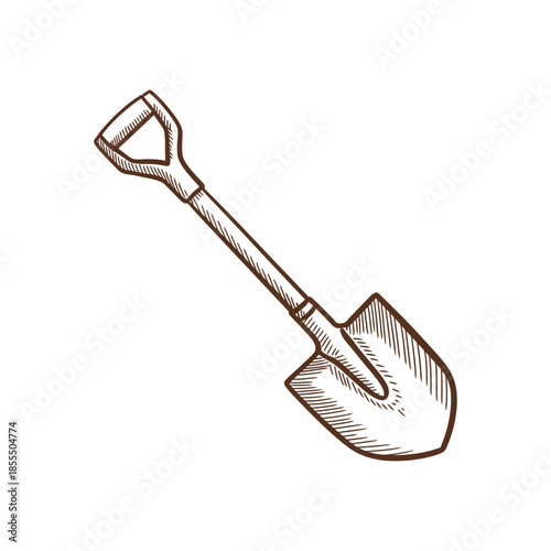 A vintage style illustration of a gardening shovel a common tool for digging
