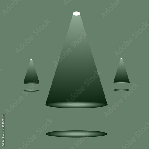 Minimalist Geometric Cones With Light Beam Effect