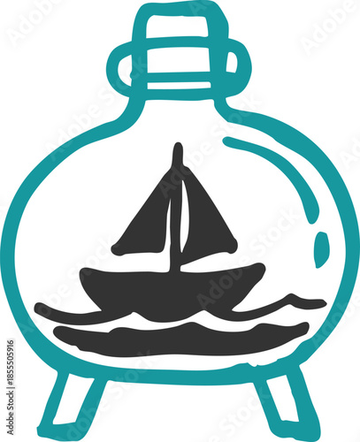 Ship in a bottle decorative flask