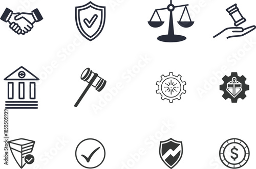 Core Values & Business Ethics solid icon set