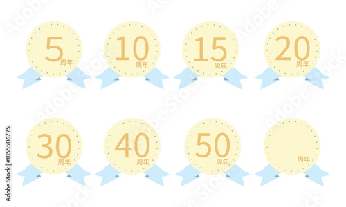 日本語表記の手描き風周年記念メダルセット