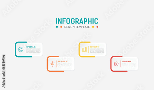 Four Step Infographic element design Vector template for presentation. Business process infographic with four colorful stages. Flat presentation template with four arrows