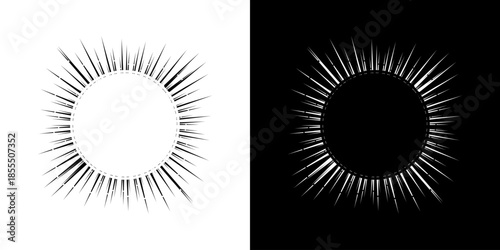 Dynamic abstract spiral sound wave rhythm lines. Circular spiral sound wave rhythm of lines. Circular futuristic abstract lines, black and white background.	