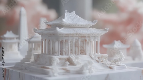 Detailed Miniature Architectural Model Displaying Classic Design