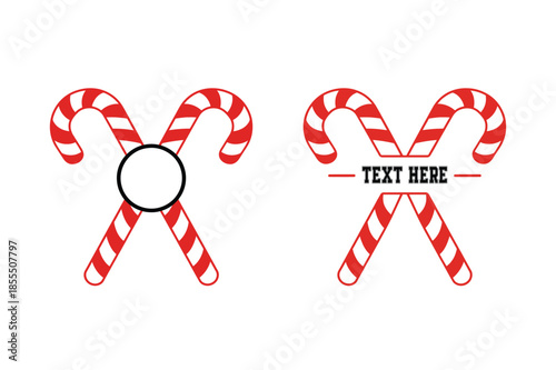 Holiday Candy Cane Monogram Border with Text Space