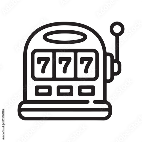 Slot Machine Sevens Winning Game, Diverse Slot Machine Styles. Slot machine three reels outline icon vector