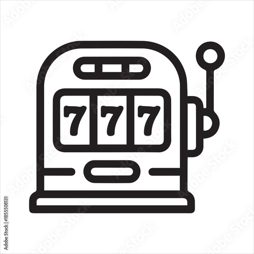 Slot Machine Sevens Winning Game, Diverse Slot Machine Styles. Slot machine three reels outline icon vector