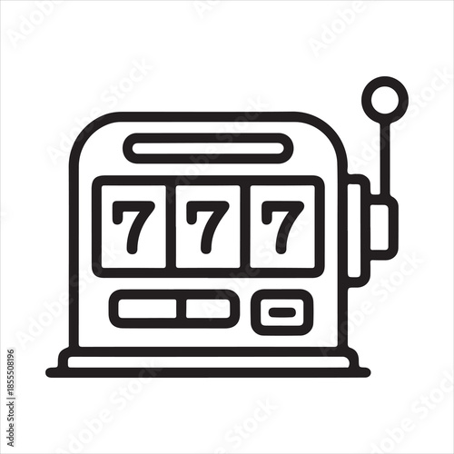 Slot Machine Sevens Winning Game, Diverse Slot Machine Styles. Slot machine three reels outline icon vector