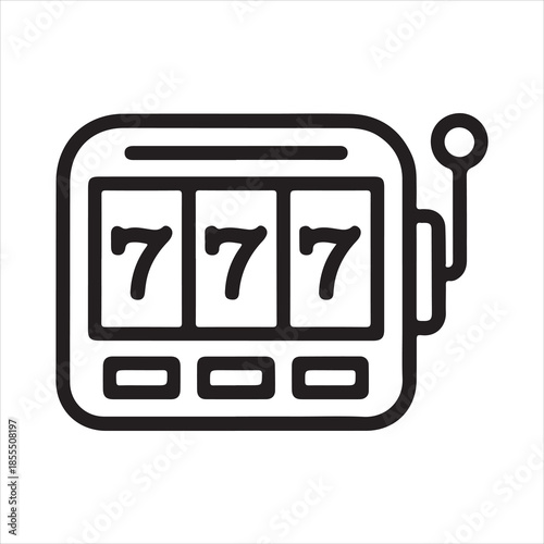 Slot Machine Sevens Winning Game, Diverse Slot Machine Styles. Slot machine three reels outline icon vector