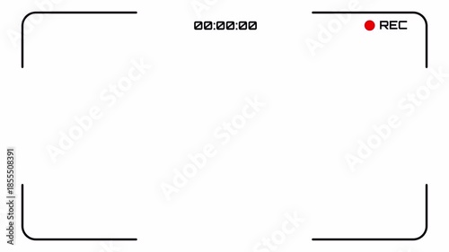 Minimalist Recording Camera Screen Overlay Interface, Video Camera Viewfinder HUD, Transparent Alpha Channel Background