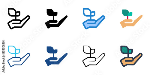 Go green icons set multiple style collection. Editable stroke 
