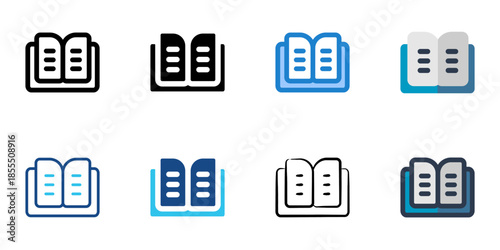 Book icons set multiple style collection. Editable stroke 
